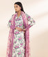Unstitched Women's Embroidered Lawn Off White Shirt Dupatta